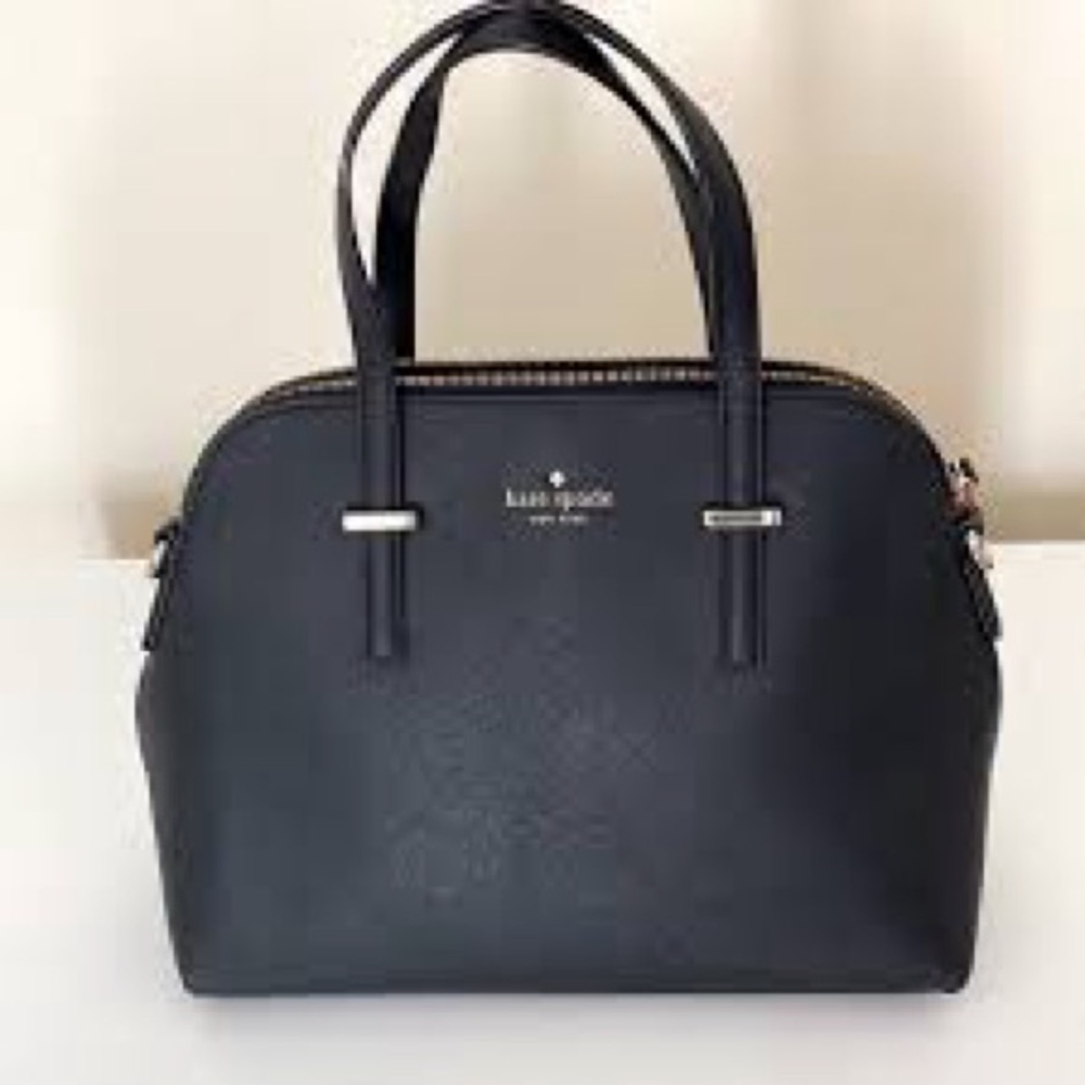 Kate Spade Black Leather Satchel with Attachable Shoulder Strap
